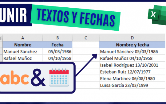 Cómo unir textos y fechas en Excel